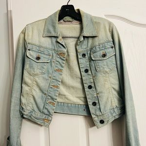 Distressed Dept. Demin cropped jean jacket in extra small. Super cute!